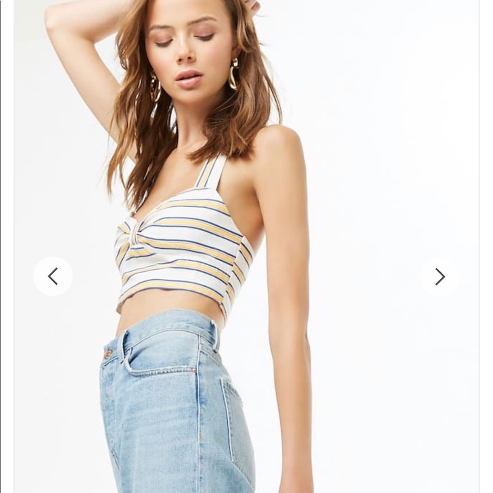 Striped Woven Halter Crop Top